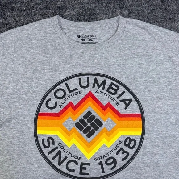 Columbia Sportswear T-Shirt Mens Large Gray Graphic Altitude Attitude 1938 Tee - Picture 3 of 9